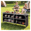 Aluminum Portable Picnic Table With 2 Tier Shelves And Tabletop Black