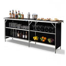 Aluminum Portable Picnic Table With 2 Tier Shelves And Tabletop Black