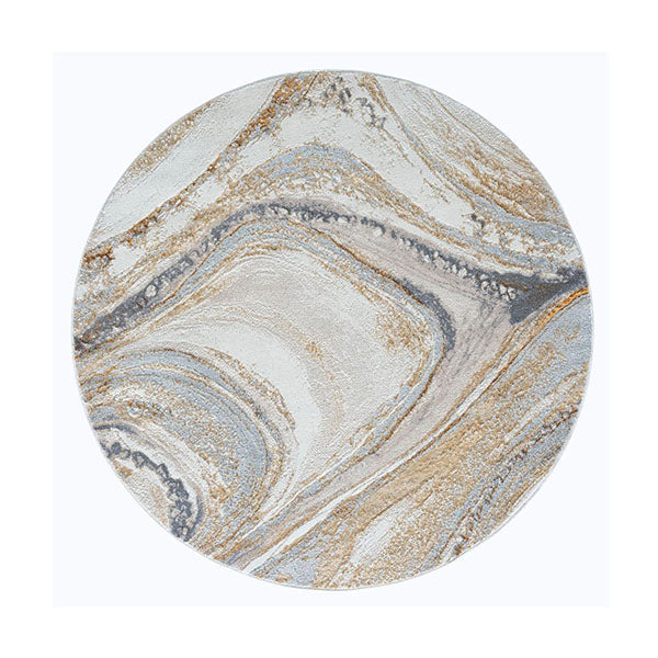 Amberly Sand Heat Set Polyester Round Rug