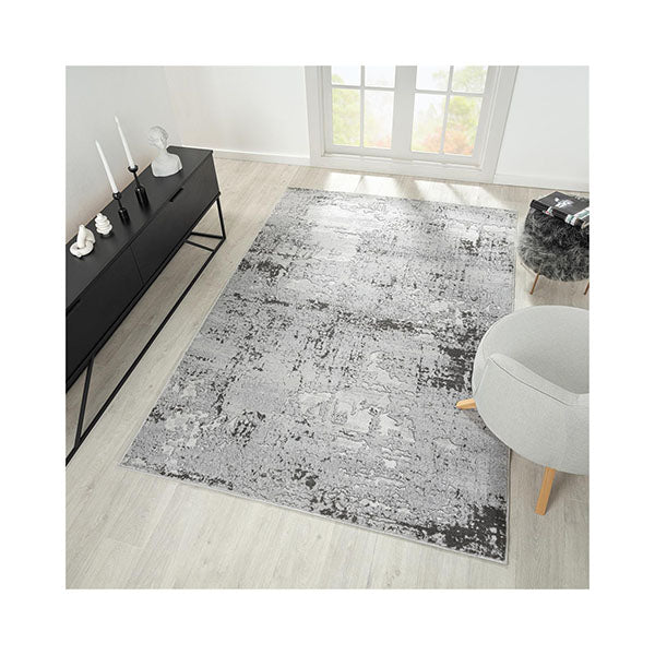 Amberly Silver Heat Set Polyester Rug