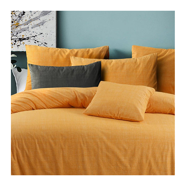 Amsons Cotton Quilt Cover Set Textured Raw Amber Yellow Super King