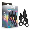 Anal Adventures Platinum Loop Plug Kit Black Set Of 3 Sizes