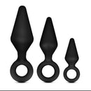 Anal Adventures Platinum Loop Plug Kit Black Set Of 3 Sizes