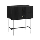 Fluted 2 Drawer Bedside Table Night Stand Black