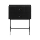 Fluted 2 Drawer Bedside Table Night Stand Black