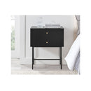 Fluted 2 Drawer Bedside Table Night Stand Black