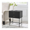Fluted 2 Drawer Bedside Table Night Stand Black