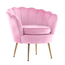 Armchair Velvet Shell Scallop Pink