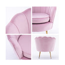 Armchair Velvet Shell Scallop Pink