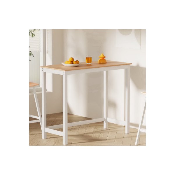 Bar Table Ari Dining Desk High Solid Wood Kitchen Shelf Wooden White