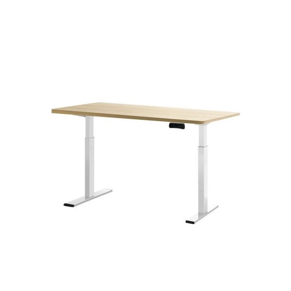 Standing Electric Height Adjustable Sit Stand Desk White Oak 140Cm