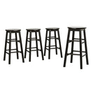 4x Bar Stools Round Chairs Wooden Black