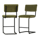 2X Bar Stools Velvet Chairs Green