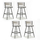 4x Bar Stools Kitchen Dining Chair Counter Stool Woven Velvet Metal Ivory