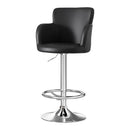 1x Leather Bar Stools Swivel Adjustable Gas Lift PU Counter Chairs Black
