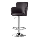 1x Leather Bar Stools Swivel Adjustable Gas Lift PU Counter Chairs Brown