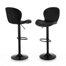 2x Bar Stools Kitchen Swivel Gas Lift Counter Chair Shell Leather Black