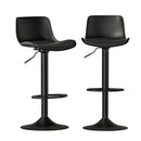 Bar Stools Kitchen Swivel Gas Lift Stool Leather Dining Chairs Black X2