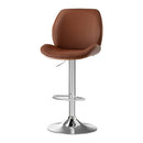 1X Bar Stool Bentwood Swivel Adjustable Kitchen Dining Counter Stool Leather Brown