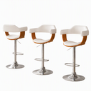 Bar Stools X3 Kitchen Counter Chair Gas Lift Swivel PU Selina White