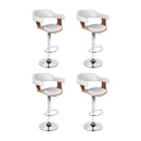 4x Bar Stools Gas Lift Leather with Armrest White