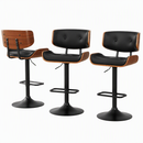 Bar Stools X3 Kitchen Counter Chair Gas Lift Swivel PU Cherry All Black