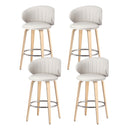 4x Bar Stools Dining Chairs Contoured Leather Wood Stool