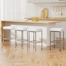 4x Bar Stools Leather Padded Metal White