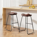 Set of 2 Steel Barstools with Wooden Seat 65cm
