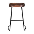 Set of 2 Steel Barstools with Wooden Seat 65cm