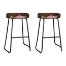 Set of 2 Steel Barstools with Wooden Seat 65cm