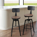 4x Bar Stools Kitchen Dining Chairs Adjustable Wood Stool with Backrest