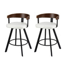 2x Bar Stools Swivel Kitchen Chairs Metal Legs Bentwood Counter White PU