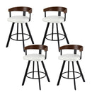4x Bar Stools Swivel Kitchen Chairs Metal Legs Bentwood Counter White PU