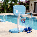 2 in 1 Pool Basketball Hoop Volleyball Net Set Water Sports Game Combo Weighted Base Blue
