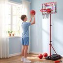 2 in 1 Kids Basketball Hoop Adjustable Stand Over Door Scoreboard Red