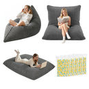3 in 1 Bean Bag Chair with Filler Convertible Bean Bag for Adults, Corduroy DIY Stuffed Bean Bag Sofa Washable for Living Room Bedroom, Grey