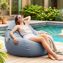 Outdoor Bean Bag Chair with Filler Splash-Proof Beanbag Sofa for Adults Teens Kids DIY Stuffable Bean Bag for Patio Poolside Relaxing, Grey