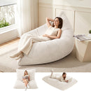 3 in 1 Bean Bag Chair Cover (No Filler) Convertible Bean Bag for Adults, Corduroy Stuffed Animal Storage Bean Bag Cover Washable for Living Room Bedroom, Beige