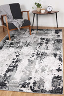 Blossom Bloom Black Grey Abstract Rug