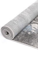 Azure Bloom Grey Blue Abstract Rug