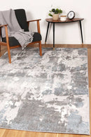 Azure Bloom Grey Blue Abstract Rug