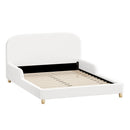 Kids Bed Frame Double Size Base with Side Rails Boucle White