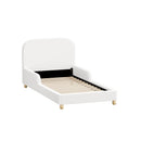 Kids Bed Frame Single Size Base with Side Rails Boucle White