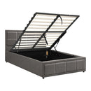 Bed Frame King Single Gas Lift Storage Base Fabric Grey