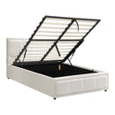 Bed Frame King Single Gas Lift Storage Base Boucle White