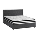 Bed Frame Double Size Gas Lift Base with Mattress Velvet Grey