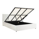 Bed Frame King Size Gas Lift Base Storage Leather White