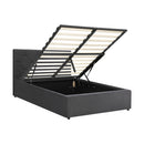 Bed Frame King Single Gas Lift Base Storage Fabric Grey