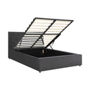 Bed Frame Queen Size Gas Lift Base Storage Fabric Grey